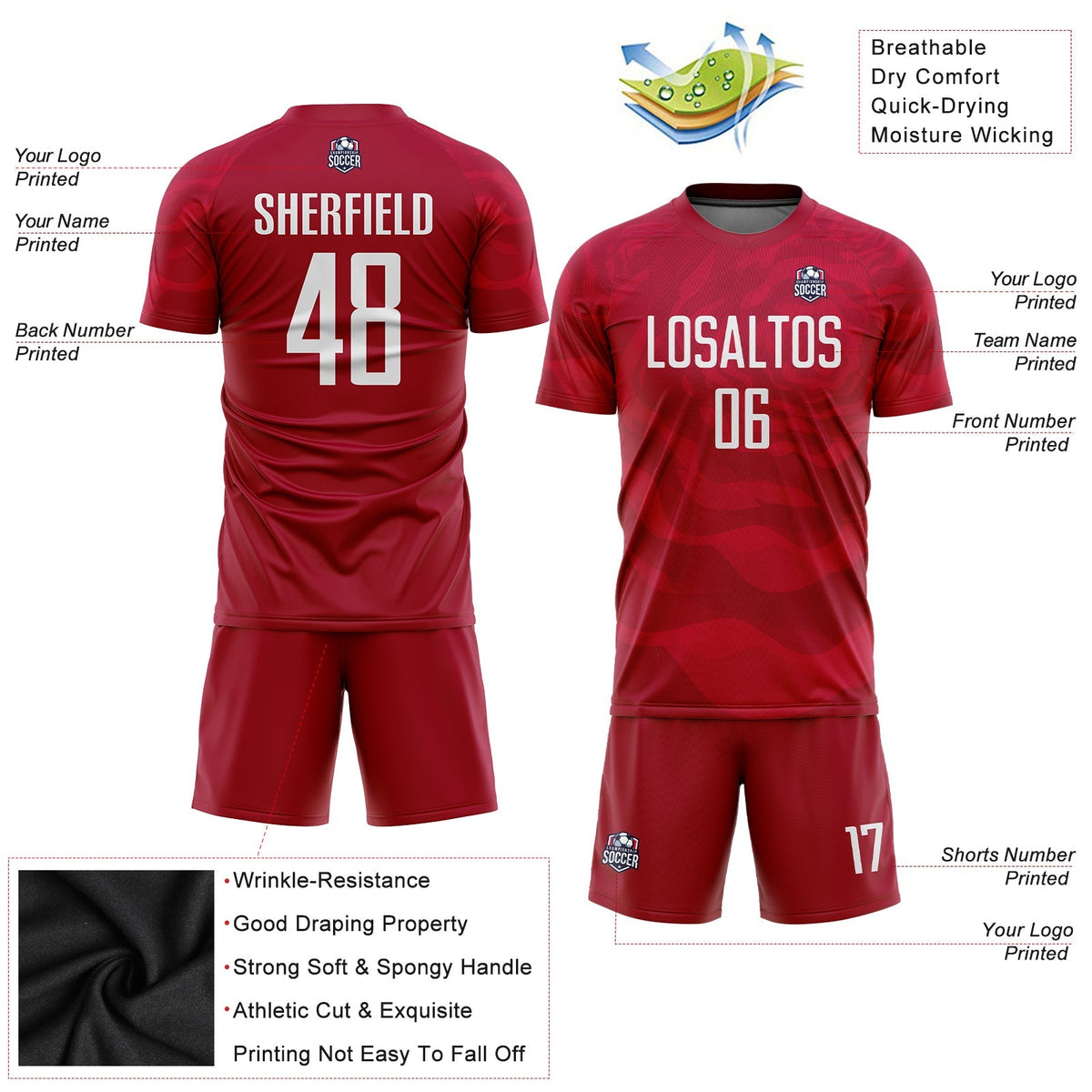 Custom Soccer Jersey - Red White Sublimation Uniform product image 5