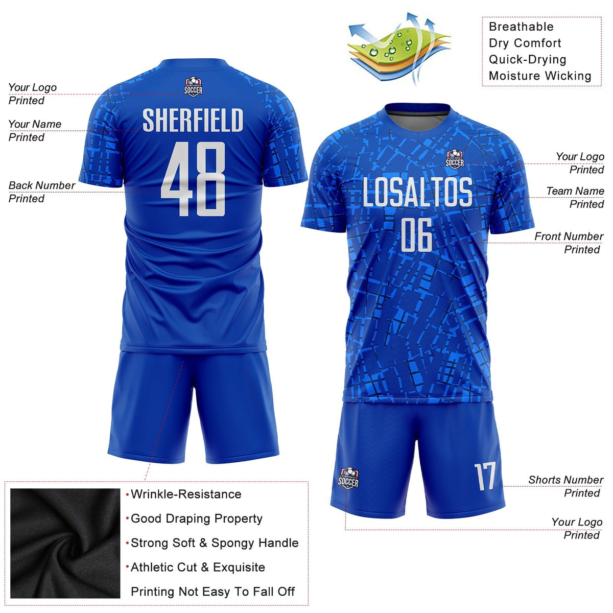 Custom Soccer Jersey - Royal White Sublimation Uniform product image 6