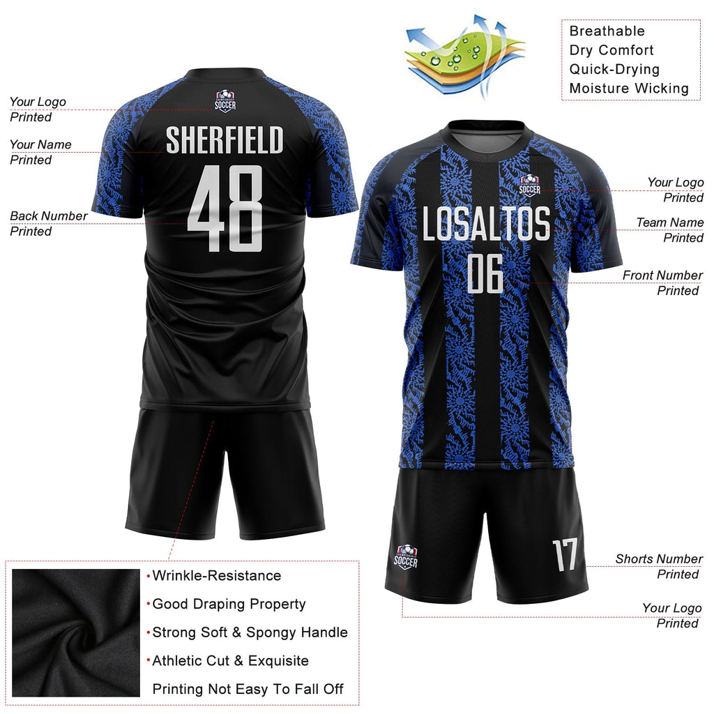 Custom Soccer Jersey - Black White-Royal Sublimation Uniform product image 5
