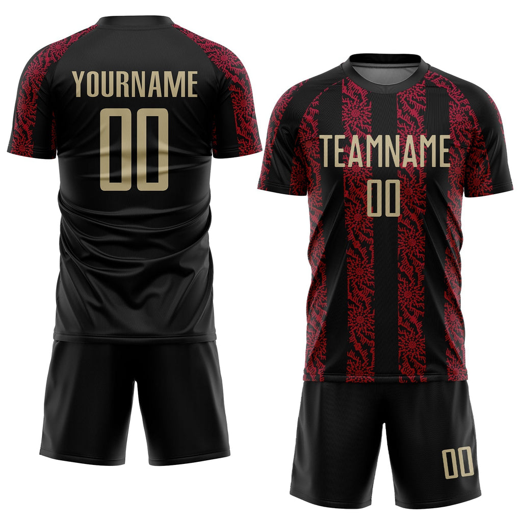 Custom Soccer Jersey - Black Vegas Gold-Red Sublimation product image 2