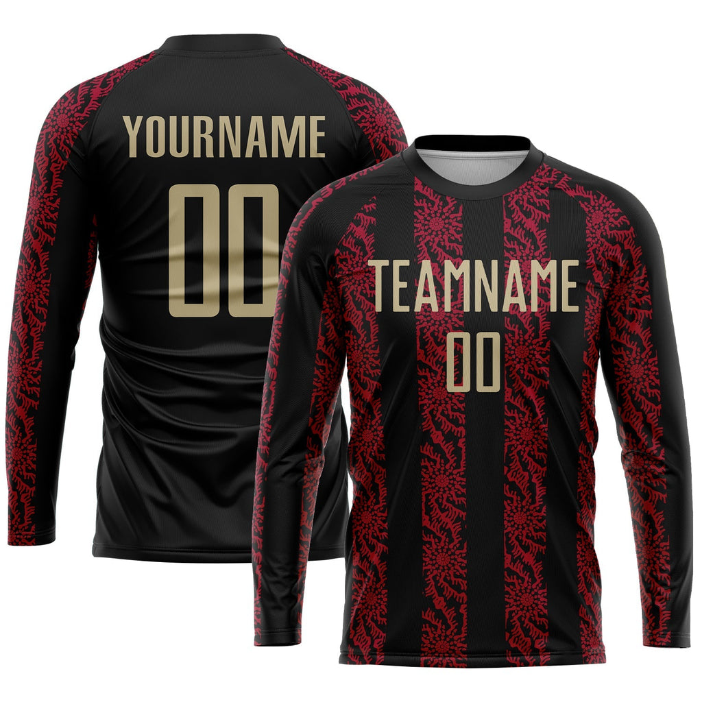 Custom Soccer Jersey - Black Vegas Gold-Red Sublimation product image 3