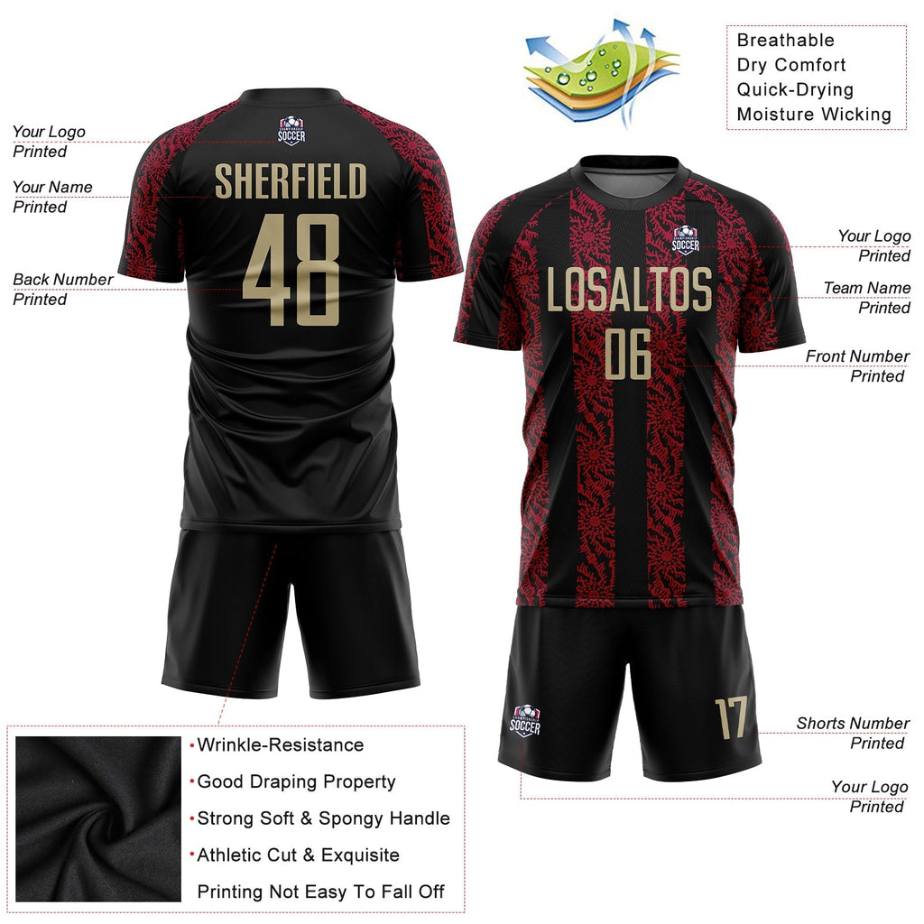 Custom Soccer Jersey - Black Vegas Gold-Red Sublimation product image 6