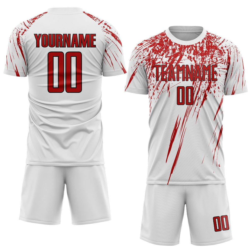 Custom Soccer Jersey - White Red-Black Sublimation Uniform product image 2