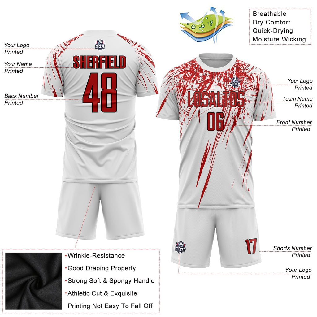 Custom Soccer Jersey - White Red-Black Sublimation Uniform product image 5