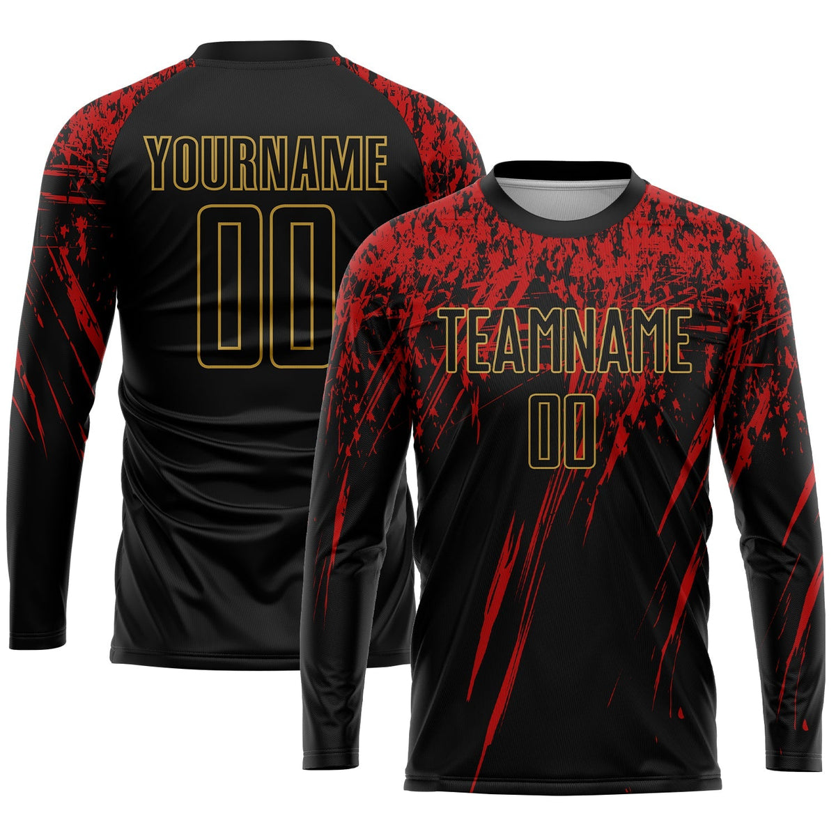 Custom Soccer Jersey - Black Old Gold-Red Sublimation product image 3