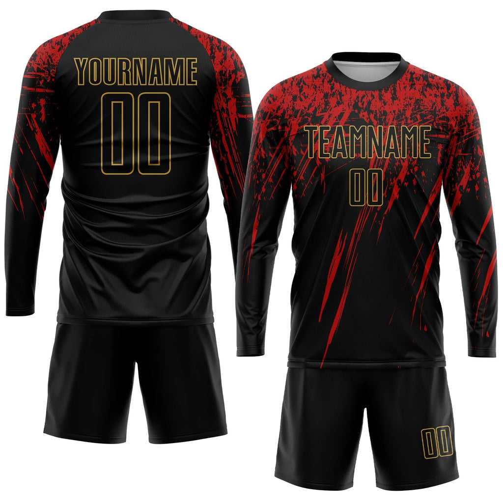 Custom Soccer Jersey - Black Old Gold-Red Sublimation product image 4