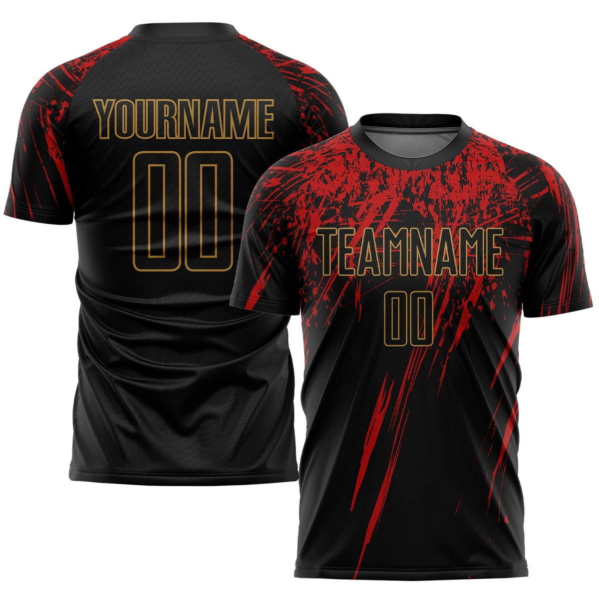 Custom Soccer Jersey - Black Old Gold-Red Sublimation product image 1