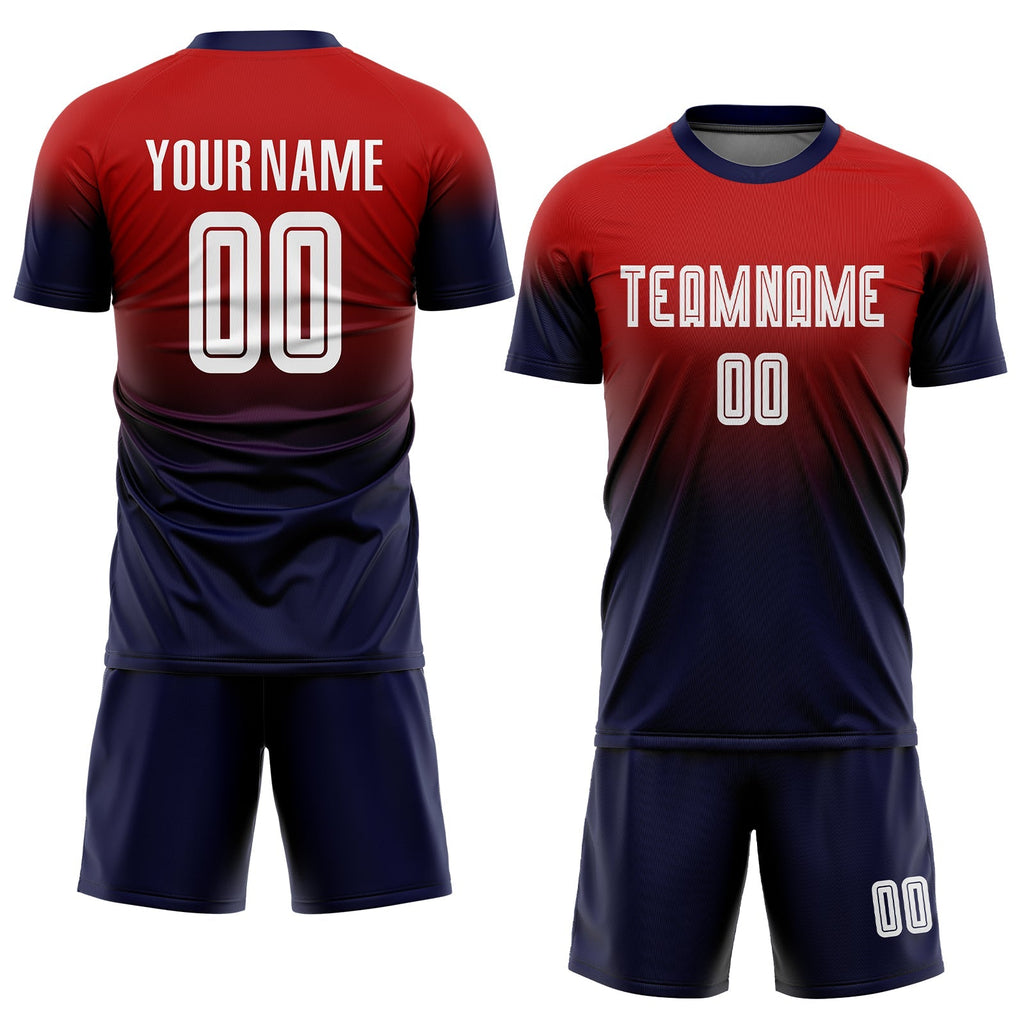 Custom Soccer Jersey - Red White-Navy Sublimation Fade product image 2