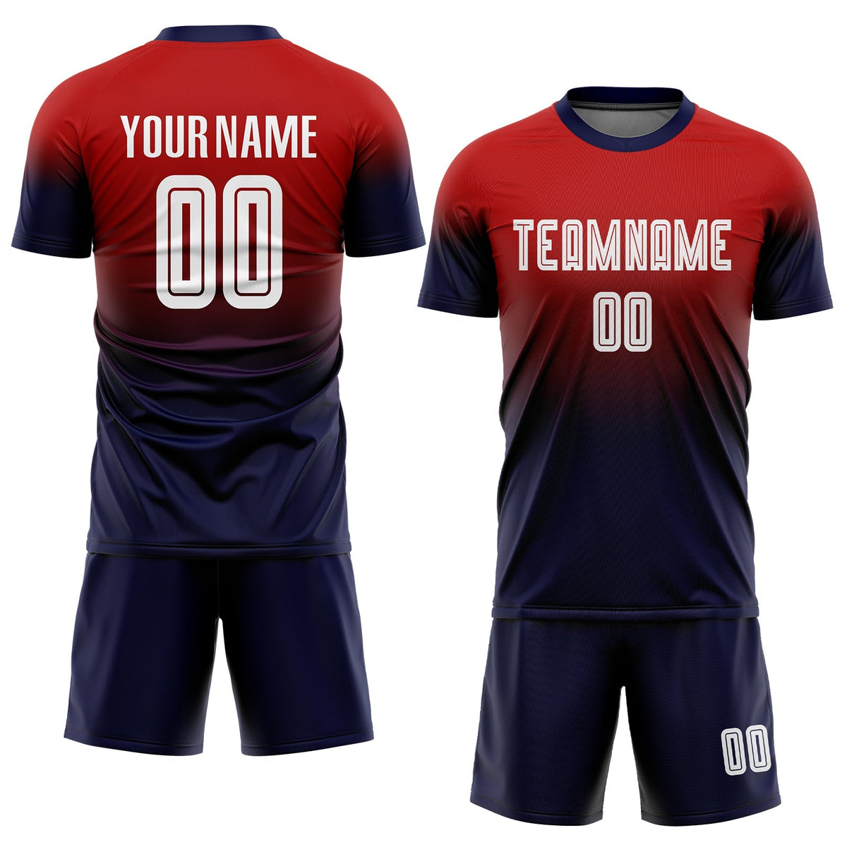 Custom Soccer Jersey - Red White-Navy Sublimation Fade product image 2