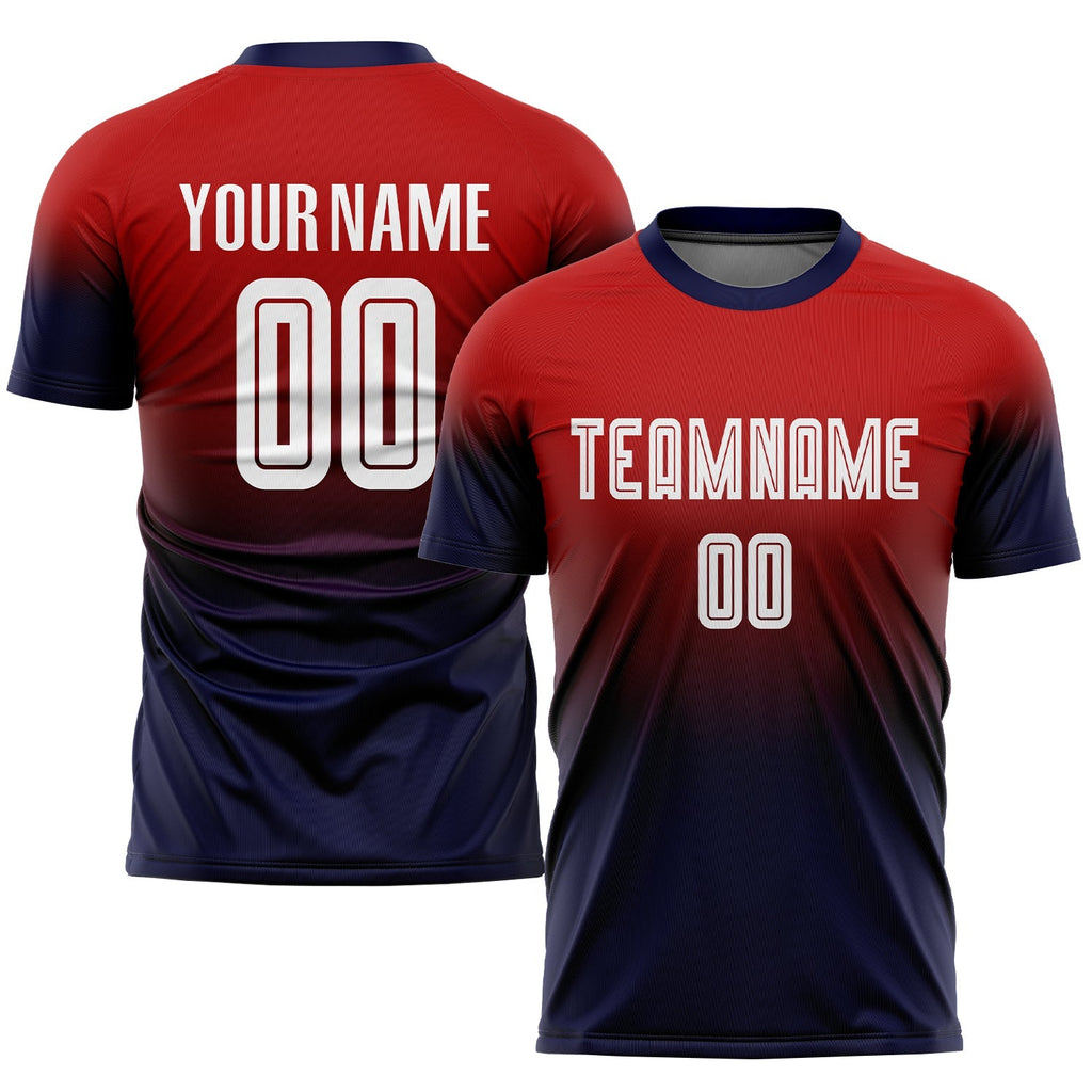 Custom Soccer Jersey - Red White-Navy Sublimation Fade product image 1