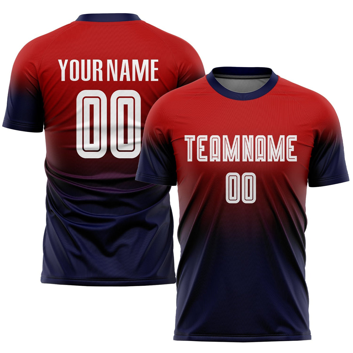 Custom Soccer Jersey - Red White-Navy Sublimation Fade product image 1