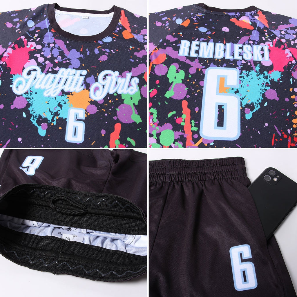 Custom Soccer Jersey - Graffiti Pattern White-Light Blue product image 8
