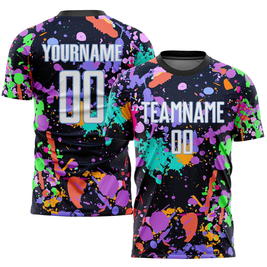 Custom Soccer Jersey - Graffiti Pattern White-Light Blue product image 1