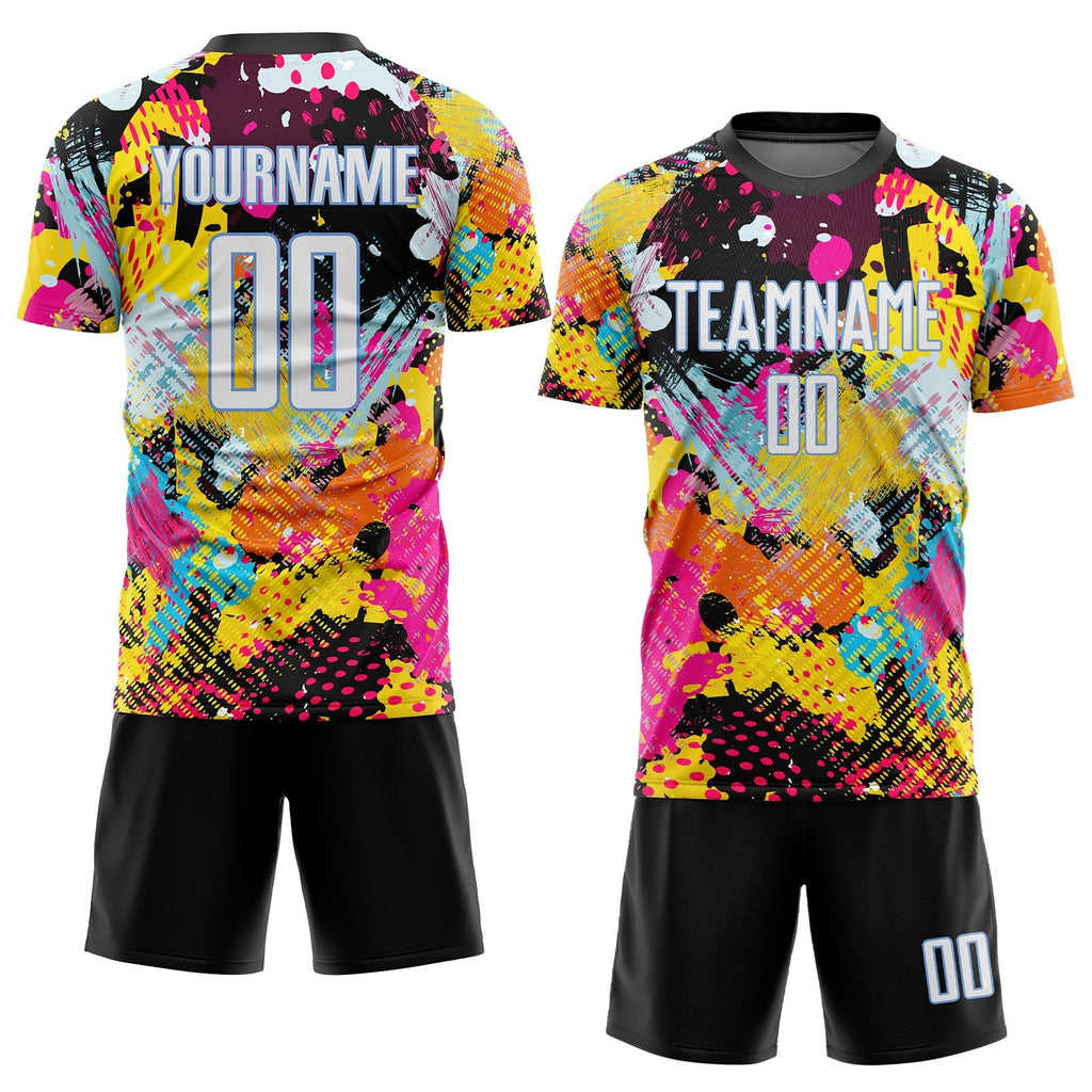 Custom Soccer Jersey - Graffiti Pattern White-Light Blue product image 2