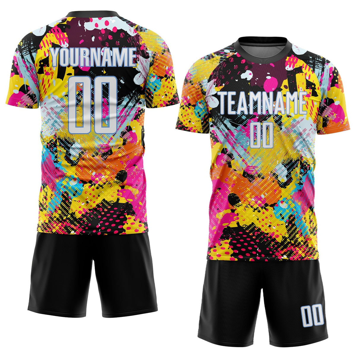 Custom Soccer Jersey - Graffiti Pattern White-Light Blue product image 2