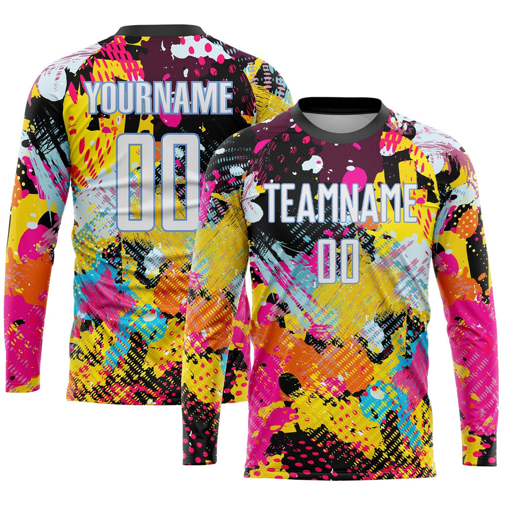 Custom Soccer Jersey - Graffiti Pattern White-Light Blue product image 3