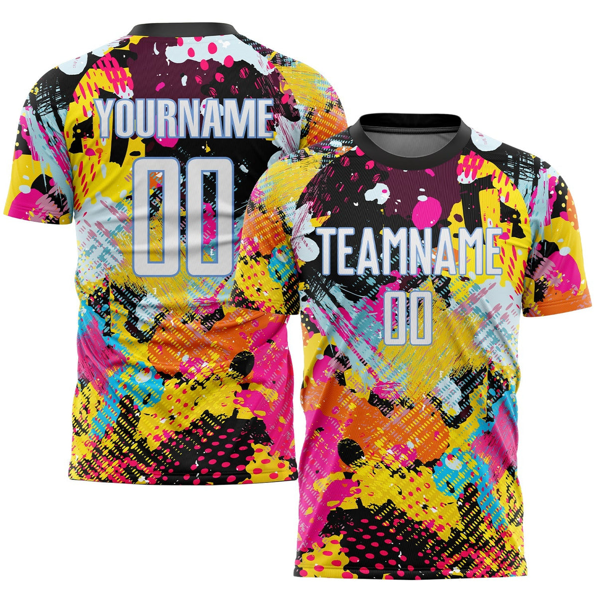 Custom Soccer Jersey - Graffiti Pattern White-Light Blue product image 1