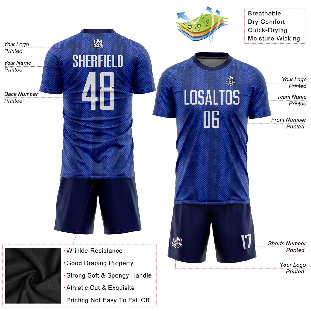 Custom Soccer Jersey - Royal White-Navy Sublimation Uniform product image 5