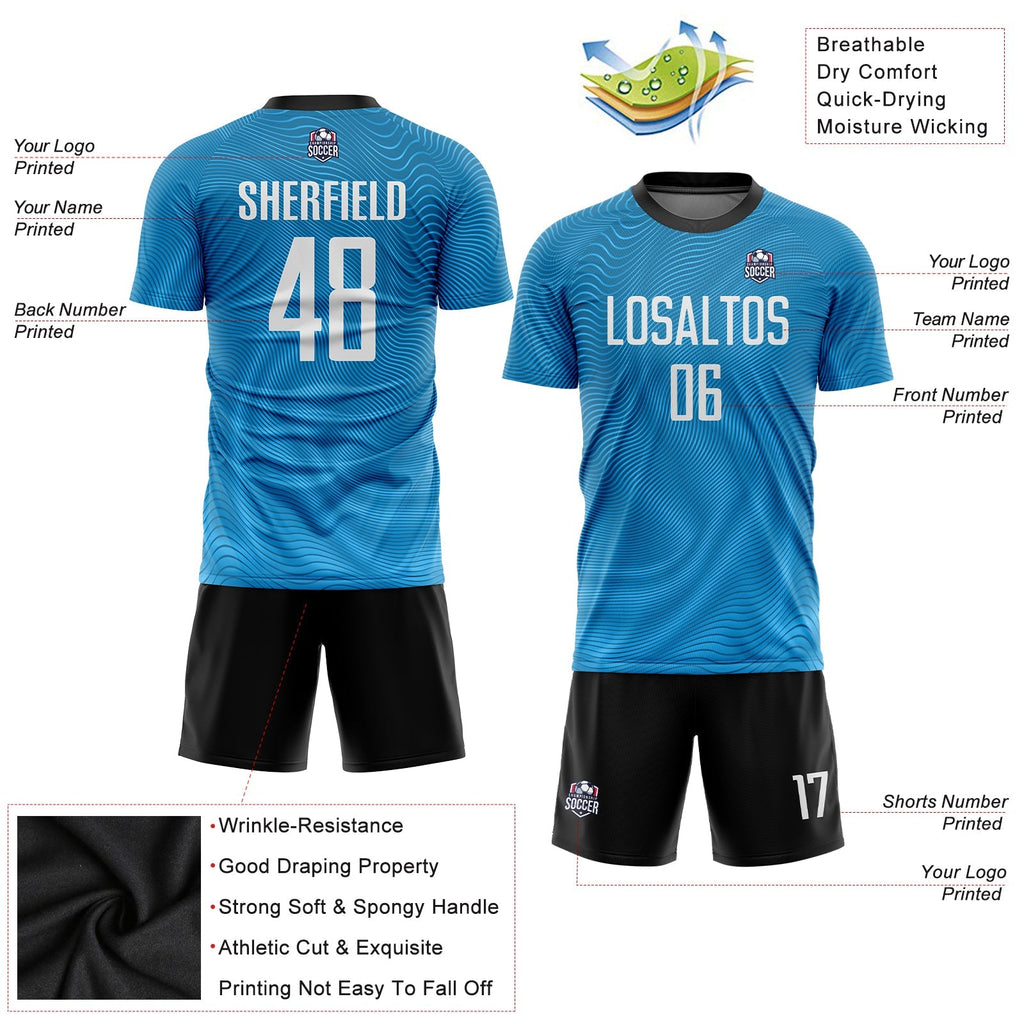 Custom Soccer Jersey - Light Blue White-Black Sublimation product image 5