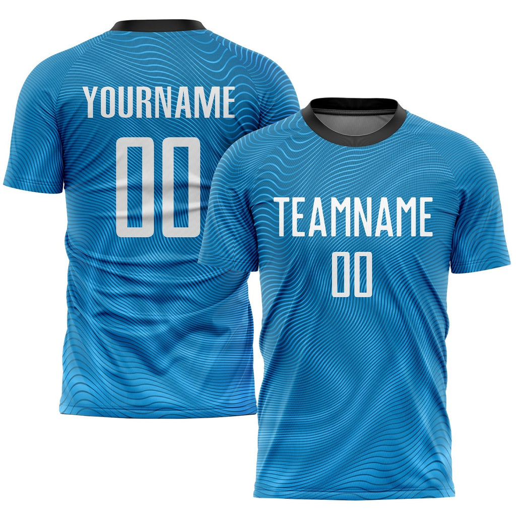 Custom Soccer Jersey - Light Blue White-Black Sublimation product image 1