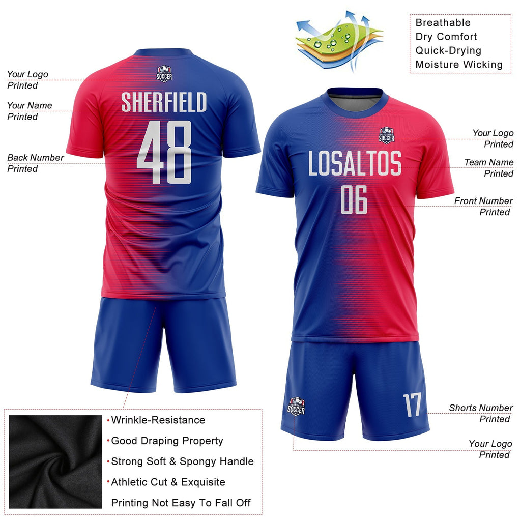 Custom Soccer Jersey - Red White-Royal Sublimation Uniform product image 5