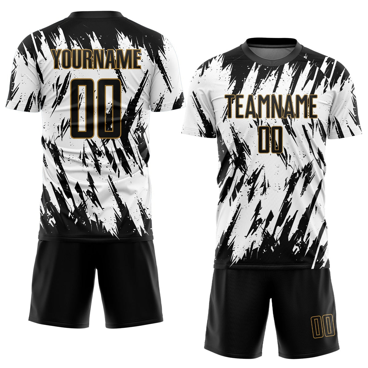 Custom Soccer Jersey - White Black-Old Gold Sublimation product image 2
