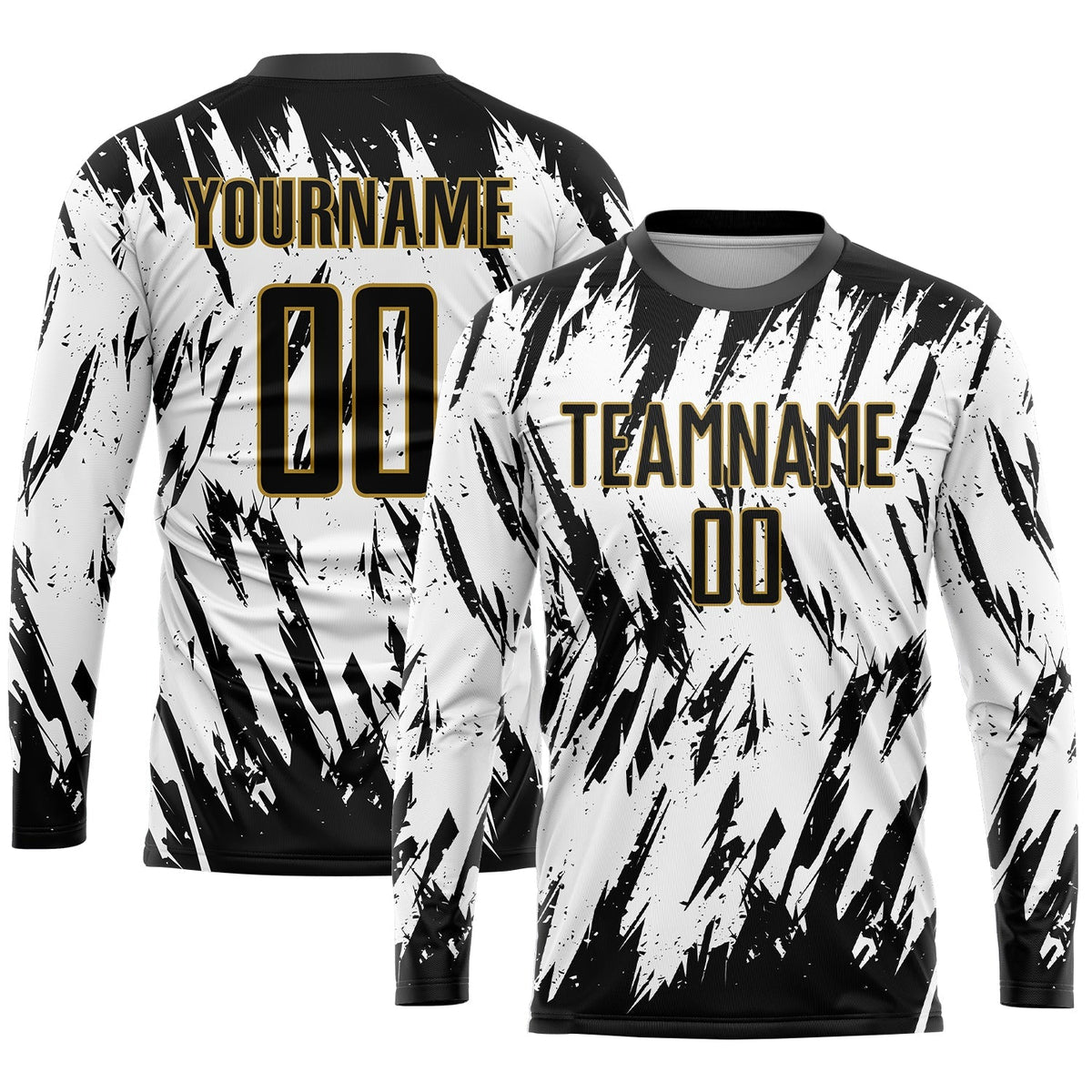 Custom Soccer Jersey - White Black-Old Gold Sublimation product image 3