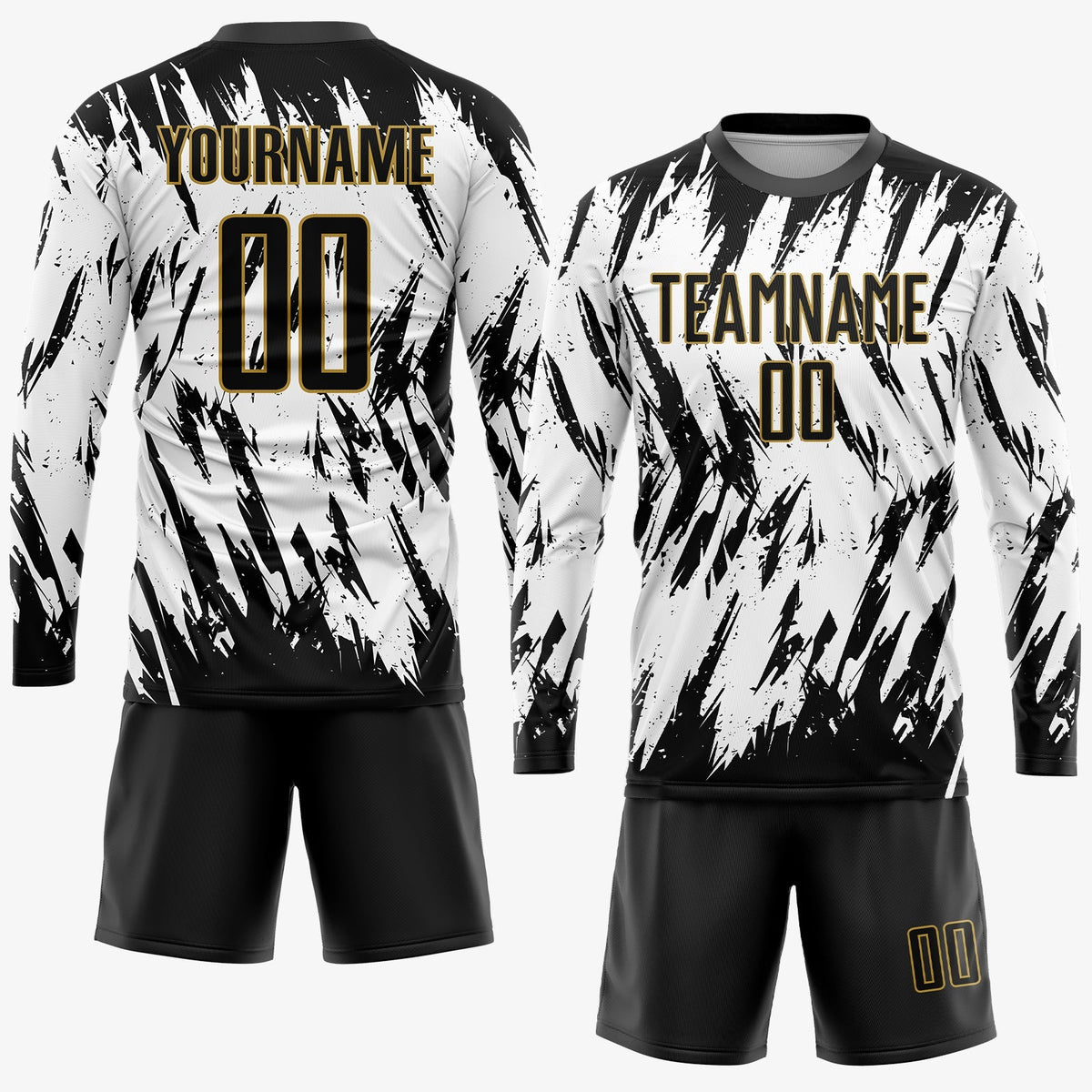Custom Soccer Jersey - White Black-Old Gold Sublimation product image 4