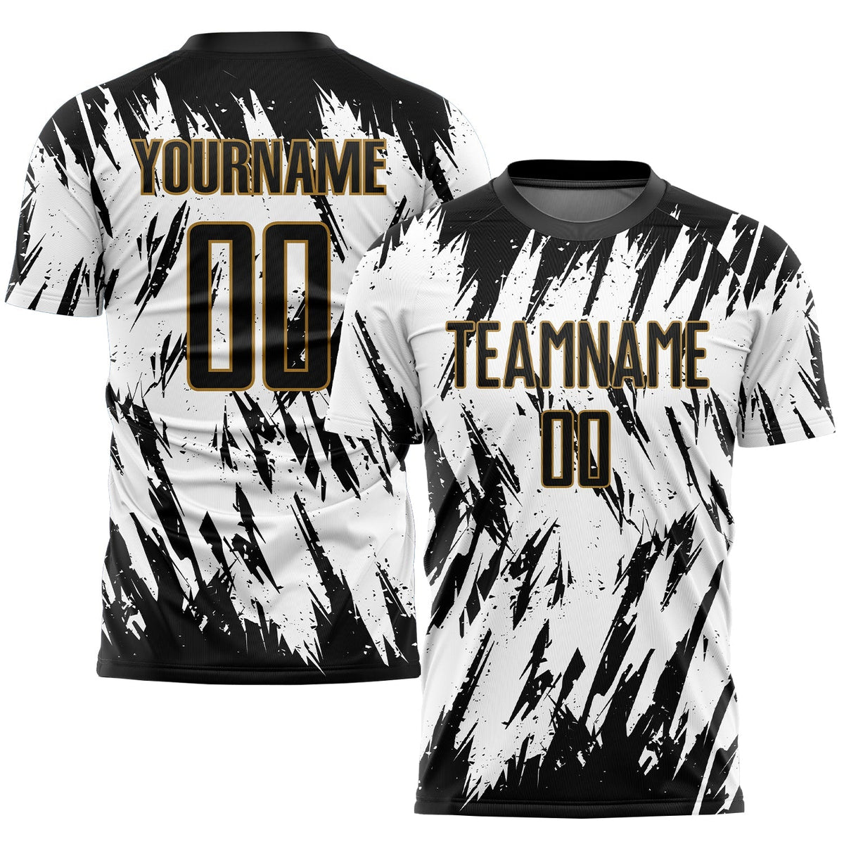Custom Soccer Jersey - White Black-Old Gold Sublimation product image 1
