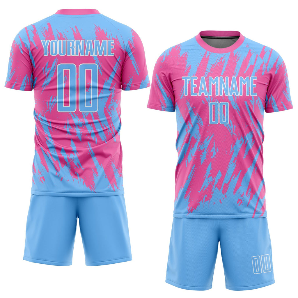 Custom Soccer Jersey - Pink Light Blue-White Sublimation product image 2