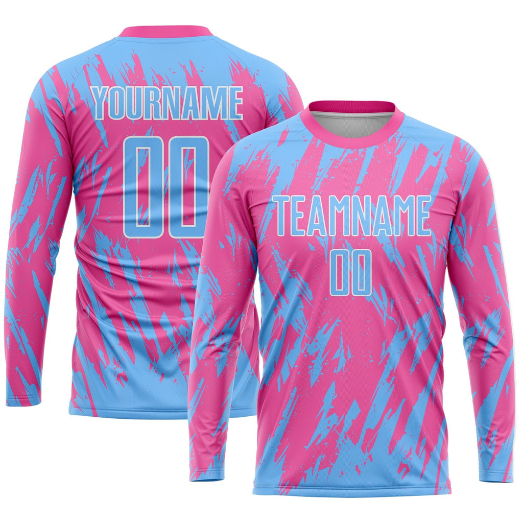 Custom Soccer Jersey - Pink Light Blue-White Sublimation product image 3