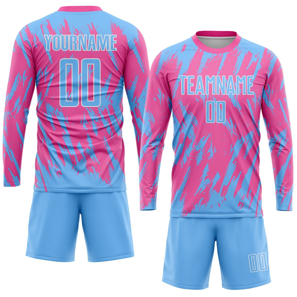 Custom Soccer Jersey - Pink Light Blue-White Sublimation product image 4