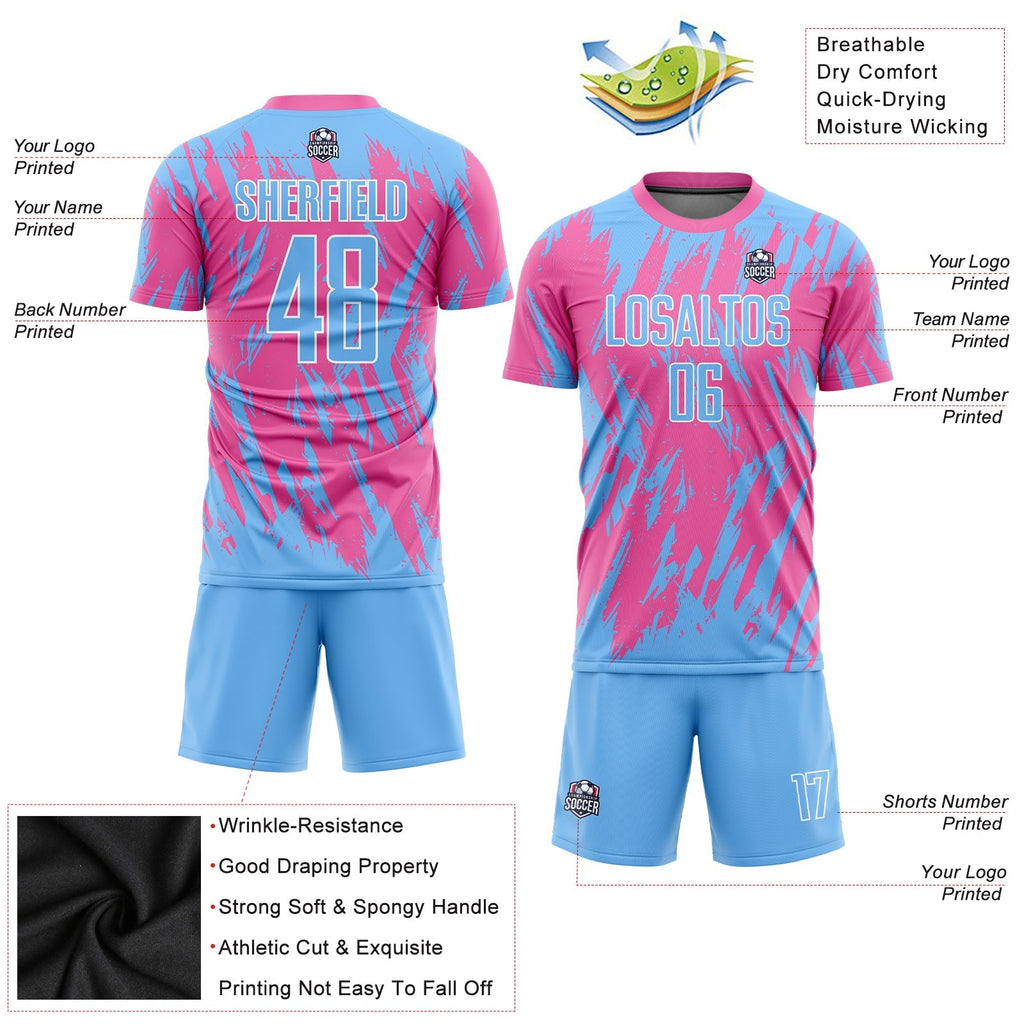 Custom Soccer Jersey - Pink Light Blue-White Sublimation product image 6