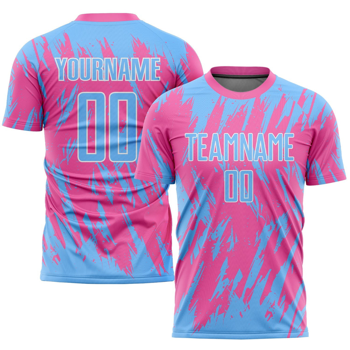 Custom Soccer Jersey - Pink Light Blue-White Sublimation product image 1