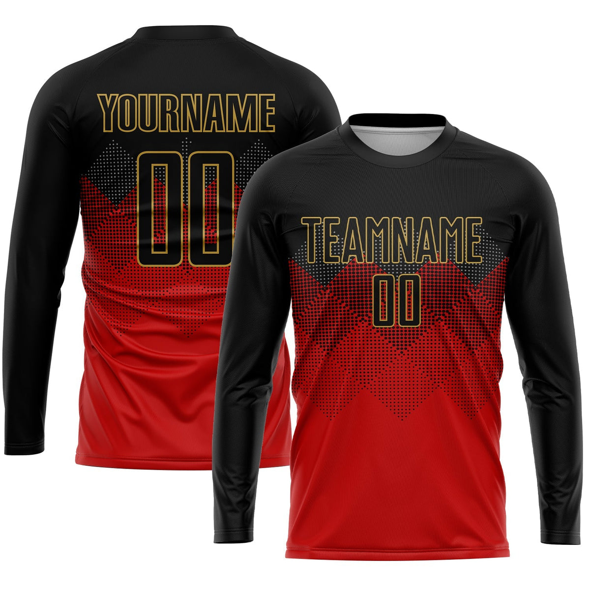 Custom Soccer Jersey - Red Black-Old Gold Sublimation product image 3
