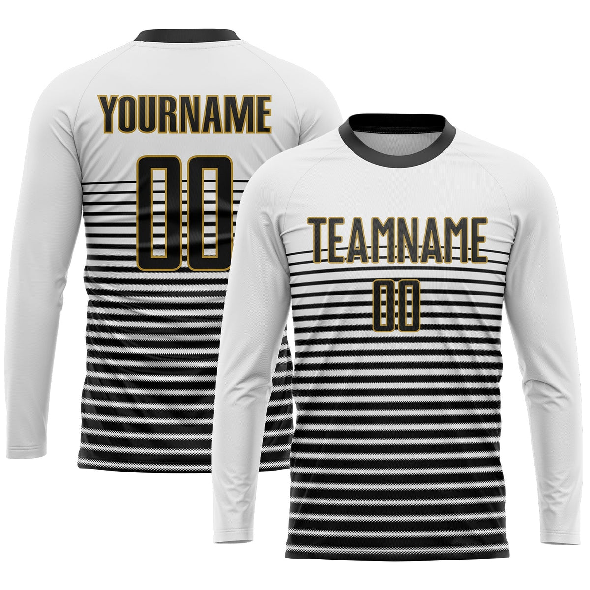 Custom Soccer Jersey - White Black-Old Gold Sublimation product image 3