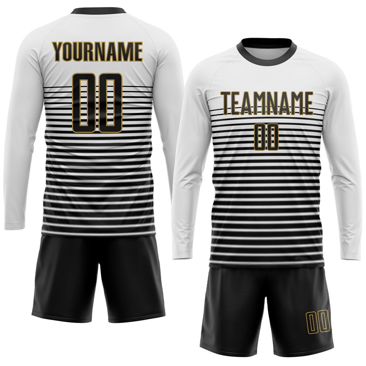 Custom Soccer Jersey - White Black-Old Gold Sublimation product image 4
