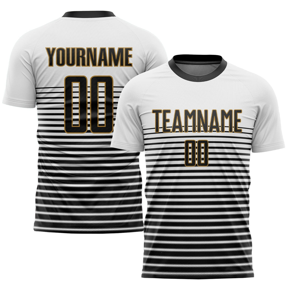 Custom Soccer Jersey - White Black-Old Gold Sublimation product image 1