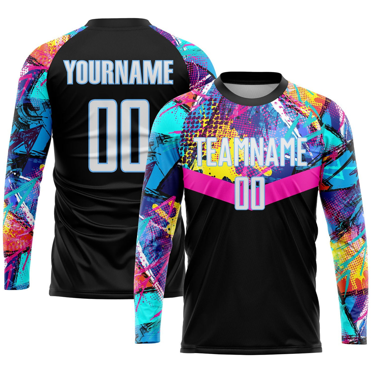 Custom Soccer Jersey - Black White-Light Blue Sublimation product image 3
