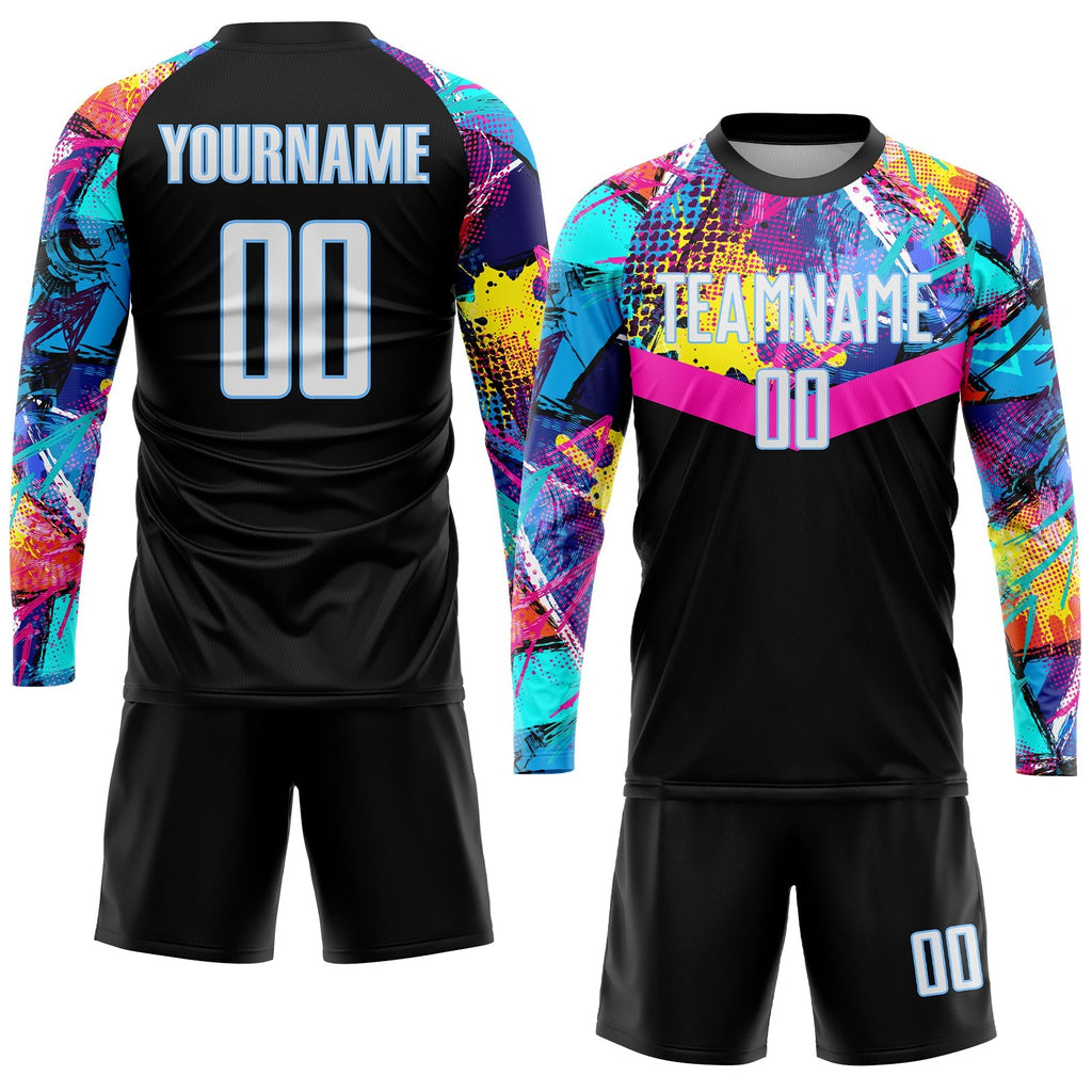Custom Soccer Jersey - Black White-Light Blue Sublimation product image 4