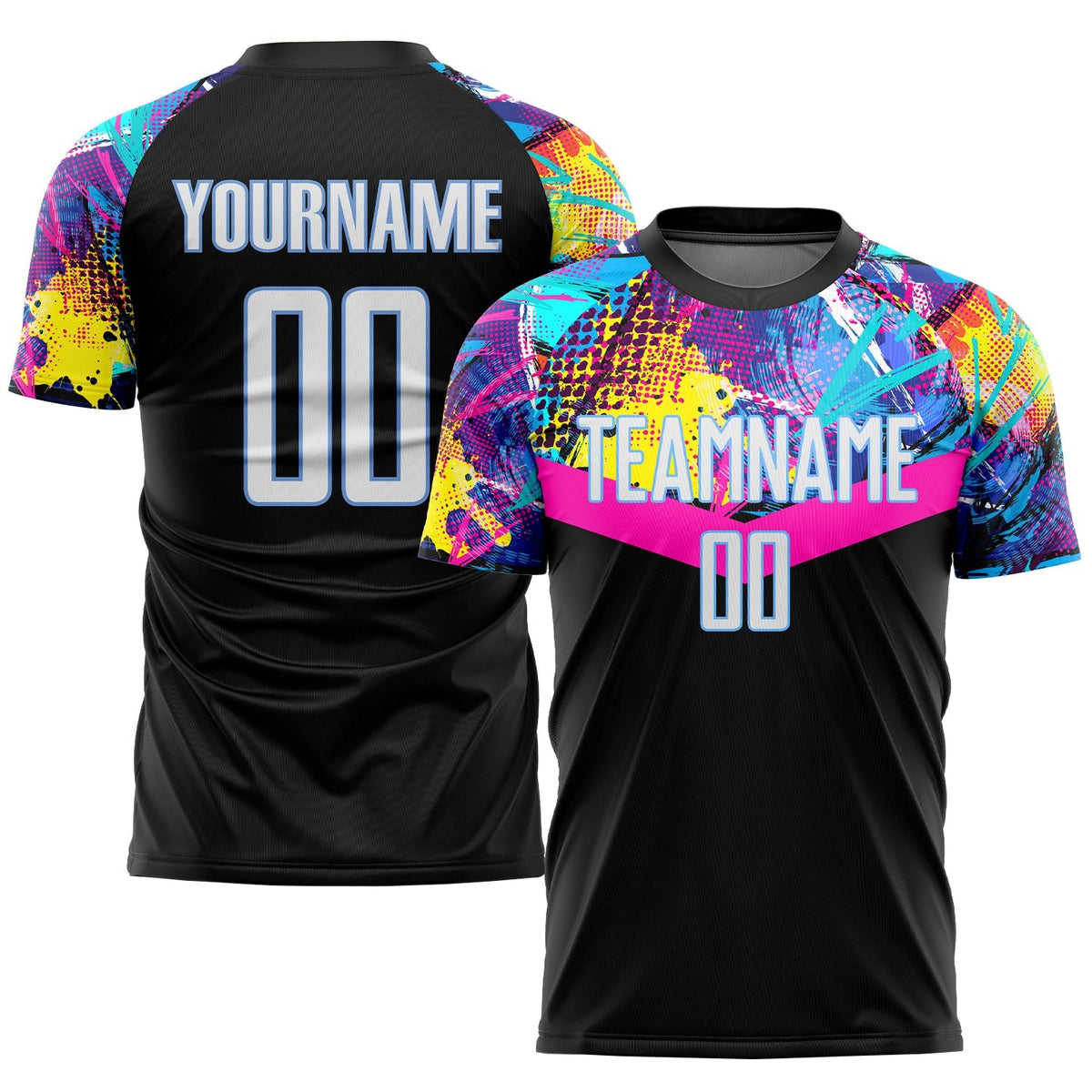 Custom Soccer Jersey - Black White-Light Blue Sublimation product image 1