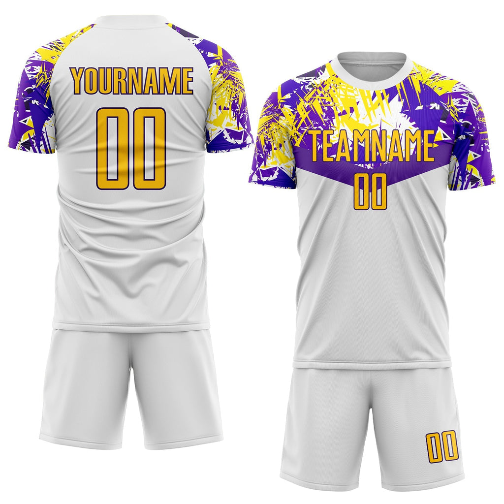 Custom Soccer Jersey - White Gold-Purple Sublimation Uniform product image 2