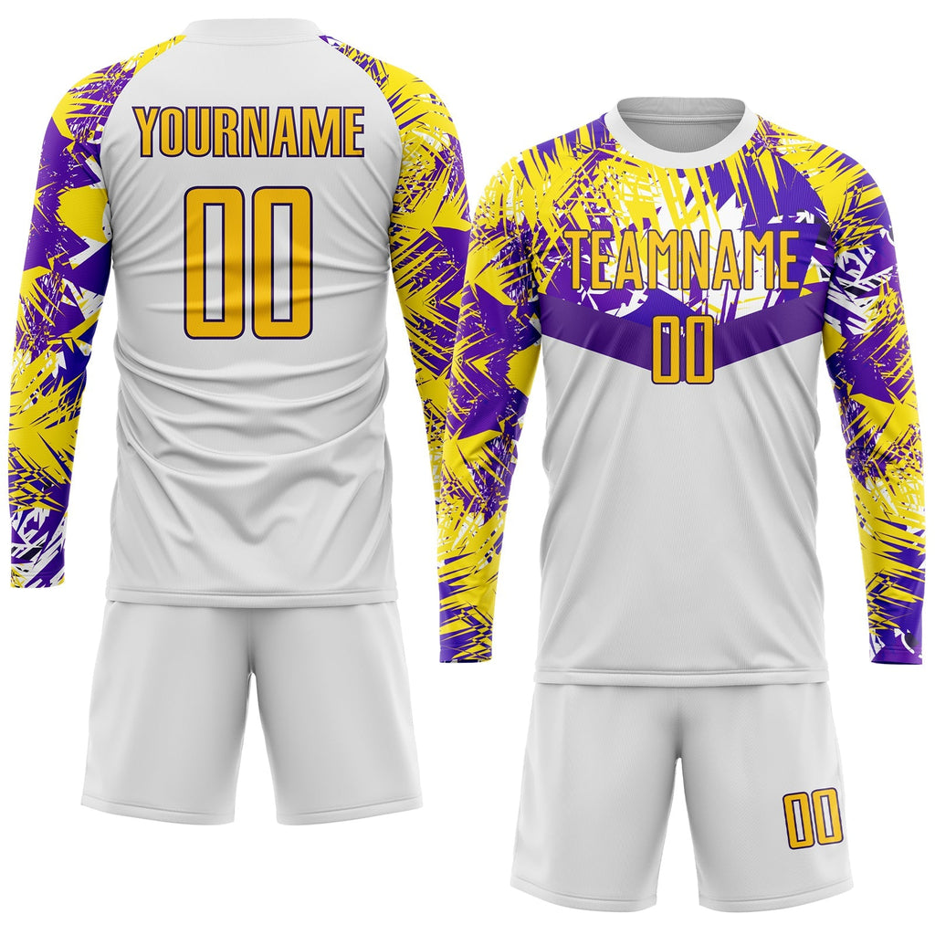 Custom Soccer Jersey - White Gold-Purple Sublimation Uniform product image 4