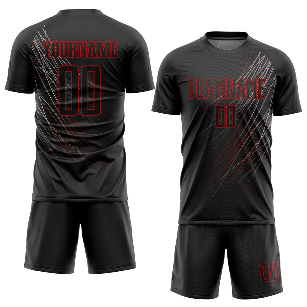Custom Soccer Jersey - Black Black-Red Sublimation Uniform product image 2
