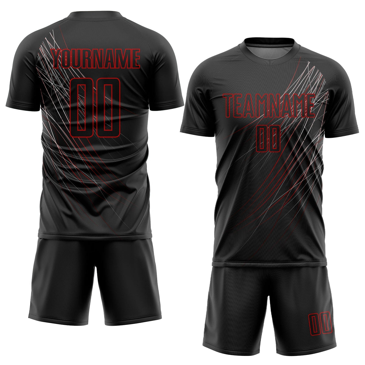 Custom Soccer Jersey - Black Black-Red Sublimation Uniform product image 2