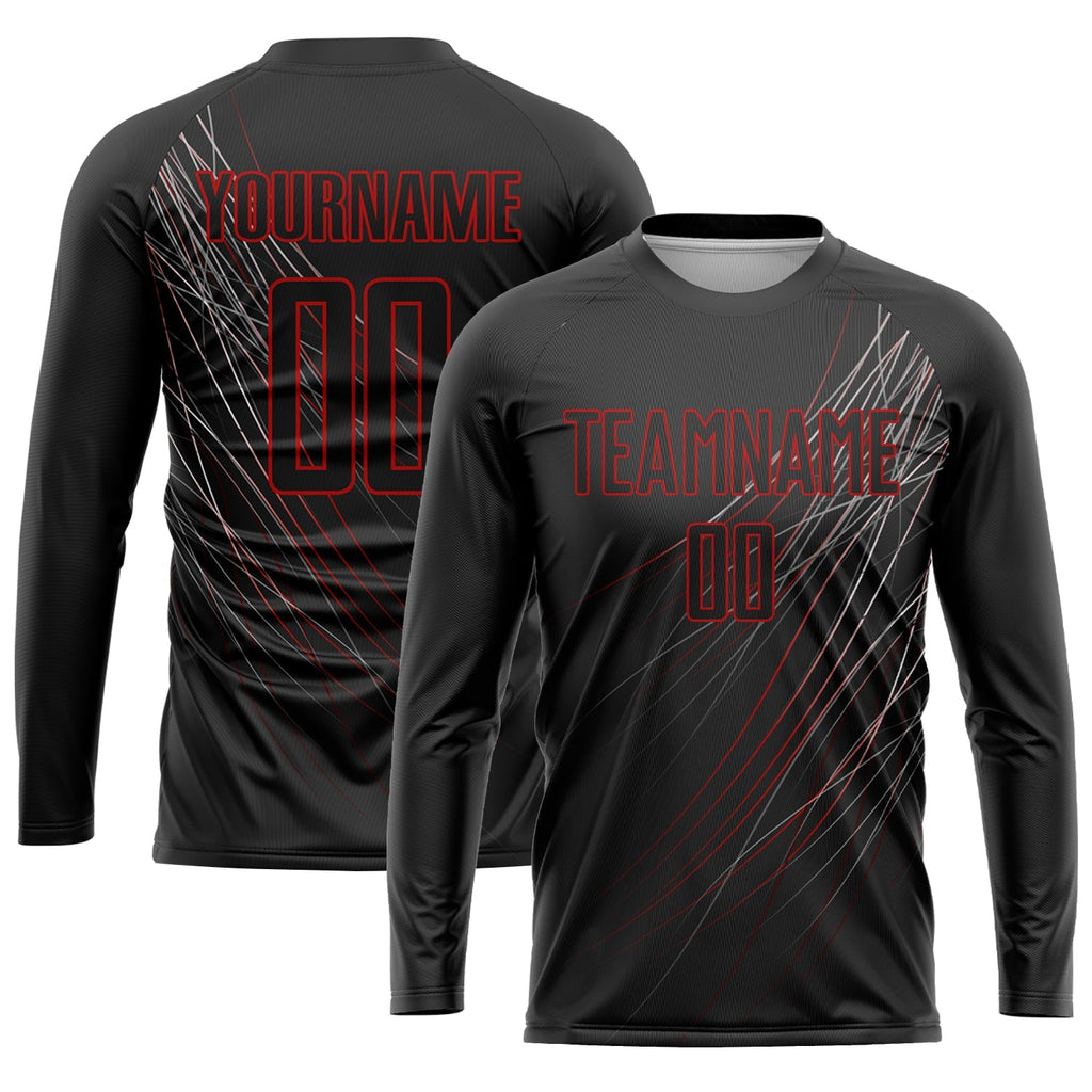 Custom Soccer Jersey - Black Black-Red Sublimation Uniform product image 3