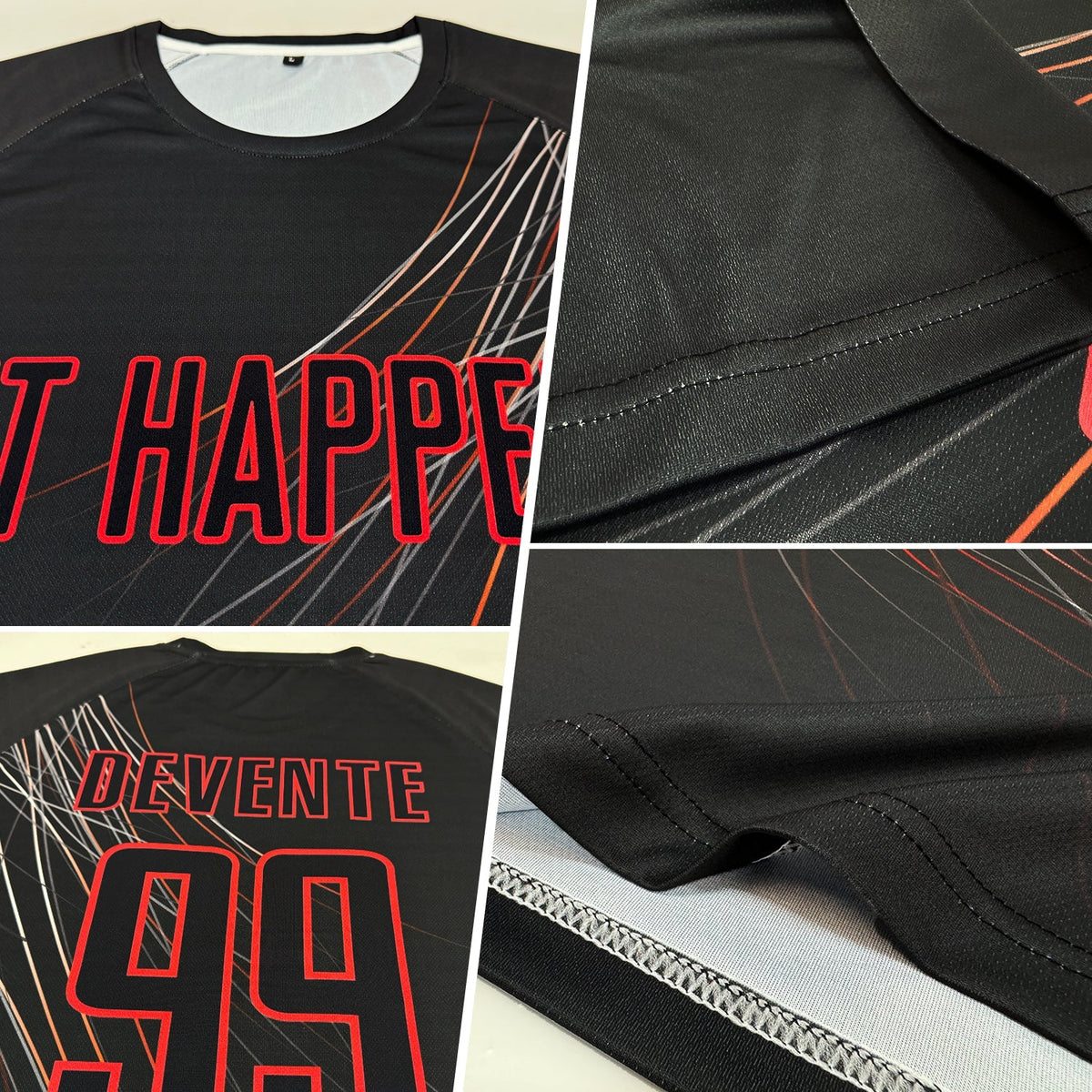 Custom Soccer Jersey - Black Black-Red Sublimation Uniform product image 5