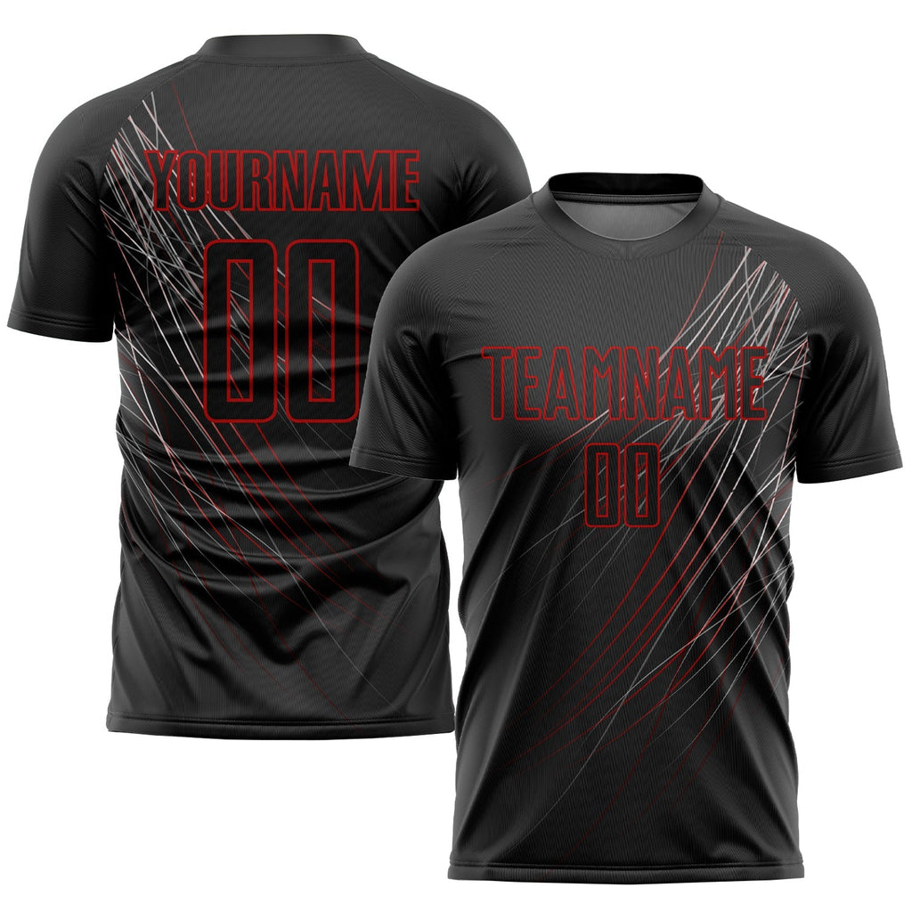 Custom Soccer Jersey - Black Black-Red Sublimation Uniform product image 1