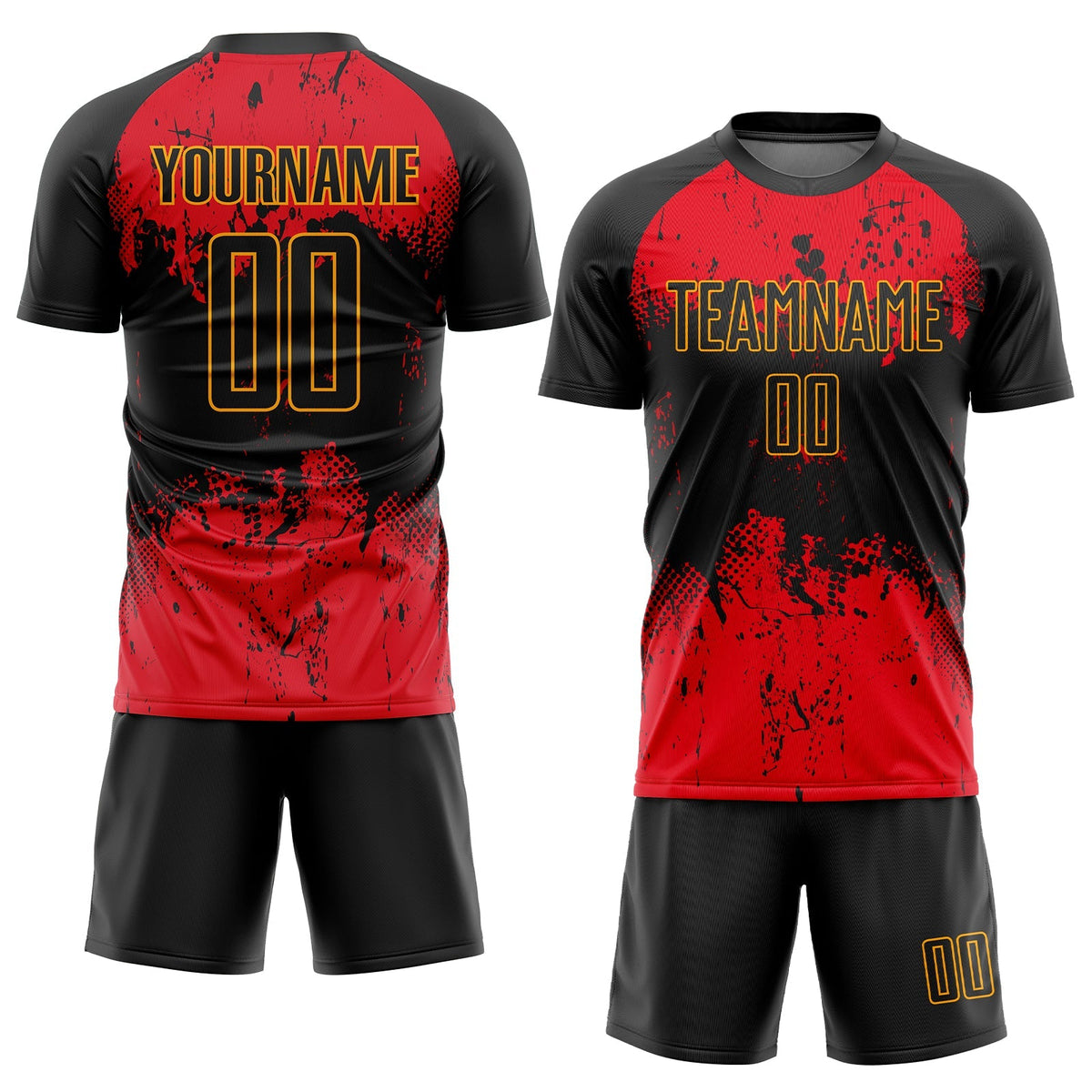 Custom Soccer Jersey - Black Red-Gold Sublimation Uniform product image 2