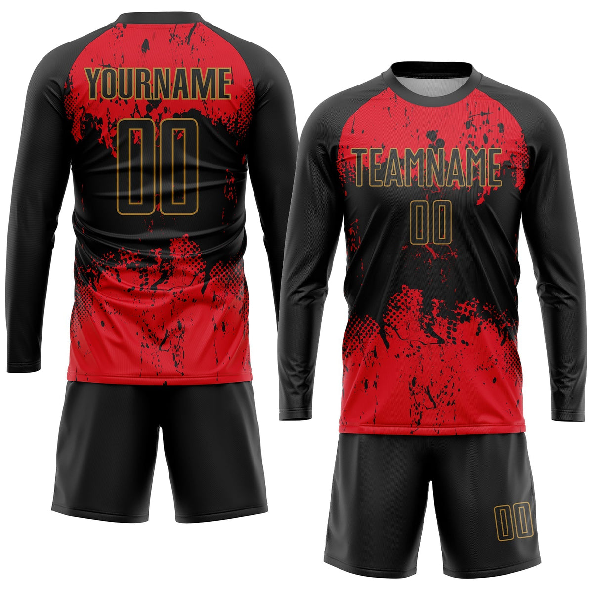 Custom Soccer Jersey - Black Red-Gold Sublimation Uniform product image 4